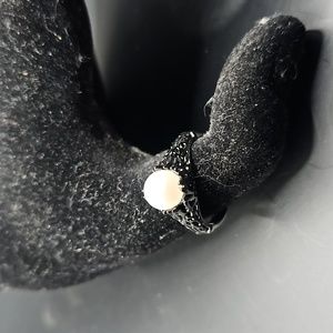 B-2 Black toned ring with pearl center